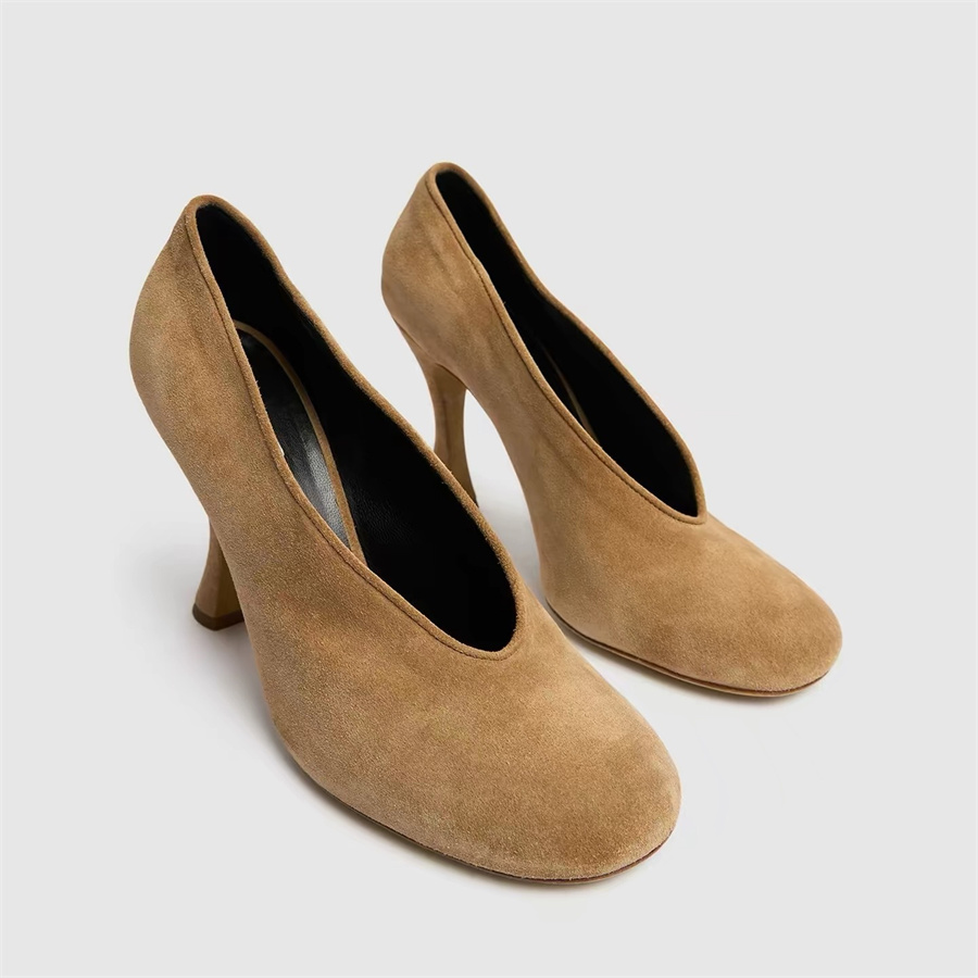 Female Formal Wear - Elegant Women V‑Cut Dress Pumps Suede