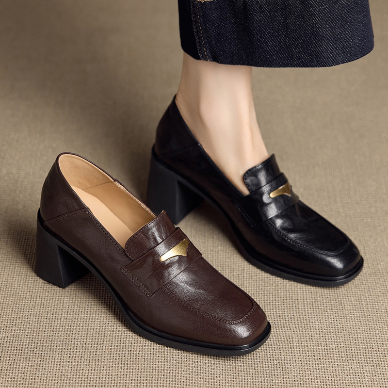 Female Formal Wear - AIYUQI Women's Loafers Thick-soled Retro slip-on