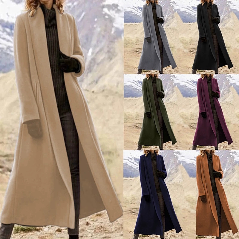 Tailored Coat Wool - Plus Size Extra Long Woolen Coat