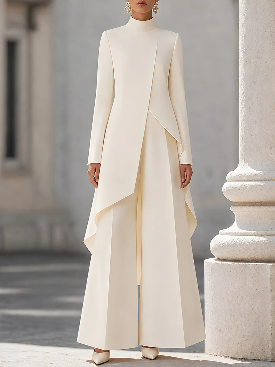 Women Formal Wear Set - Women Two Piece Outfit Mock Neck