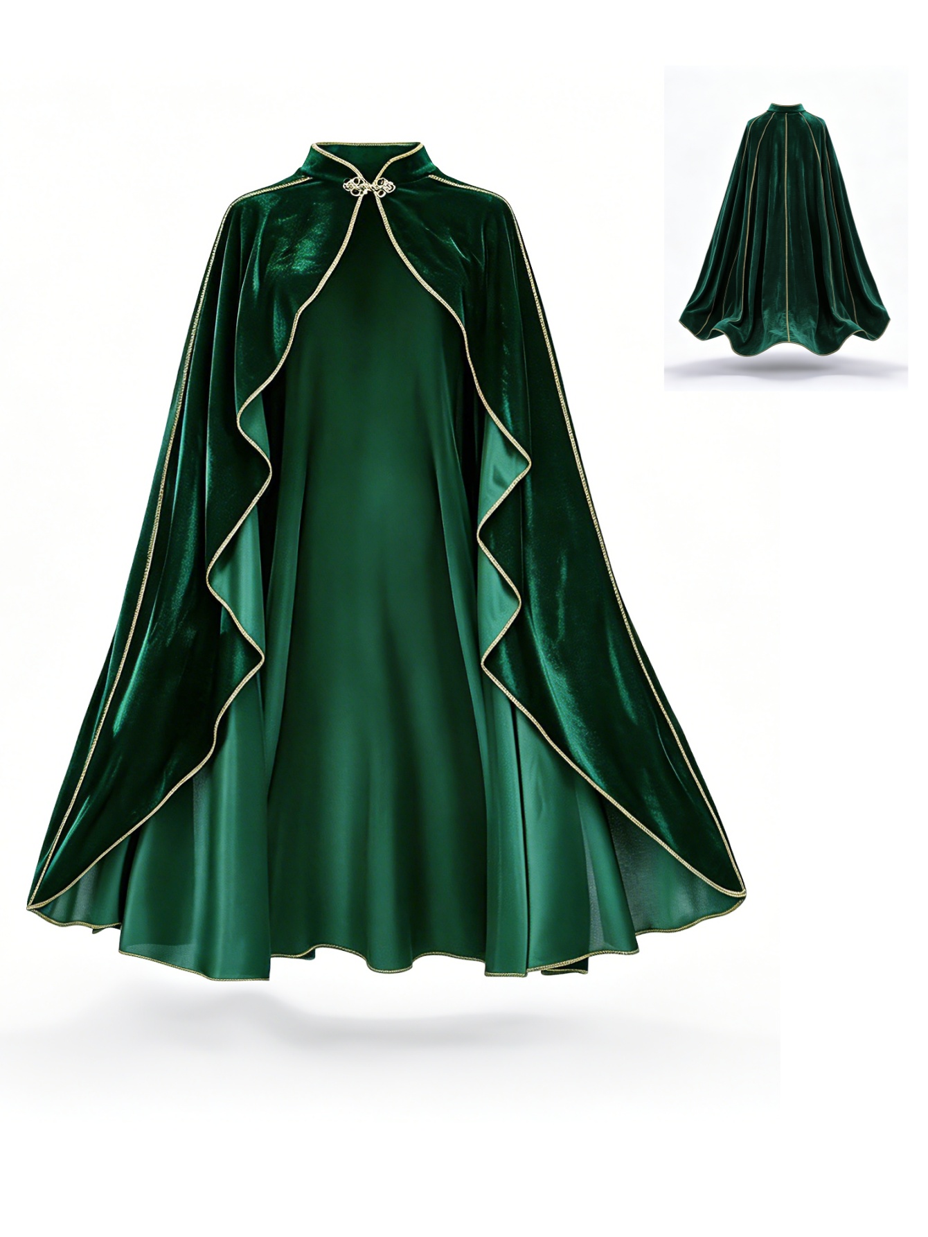 Vintage Women'S Formal Wear - Women Vintage Green Velvet Cape Cloak