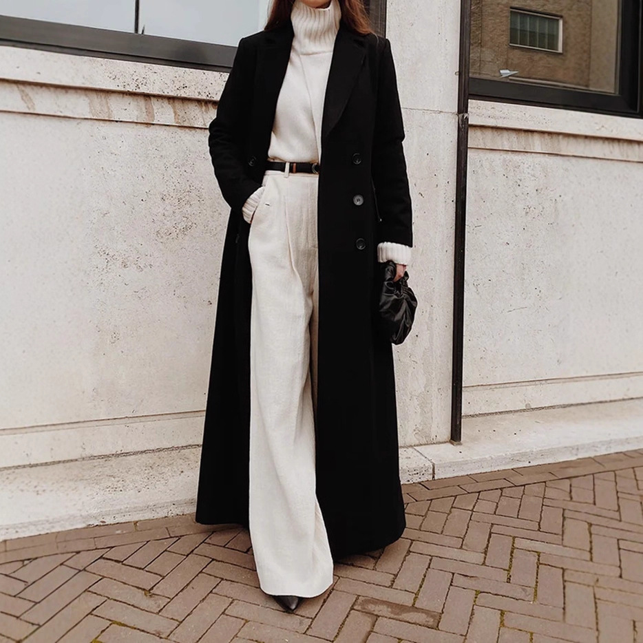 Tailored Coat Wool - New Womens Double Breasted Long Wool