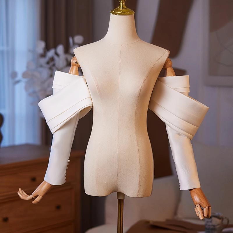 Formal Dress Female - Women's Elegant Designer White Satin Arm