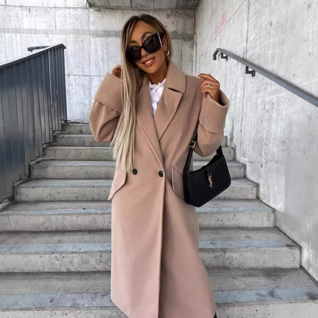 Elegant Notched Lapel Double B - огляд і ціна Tailored Coat Wool
