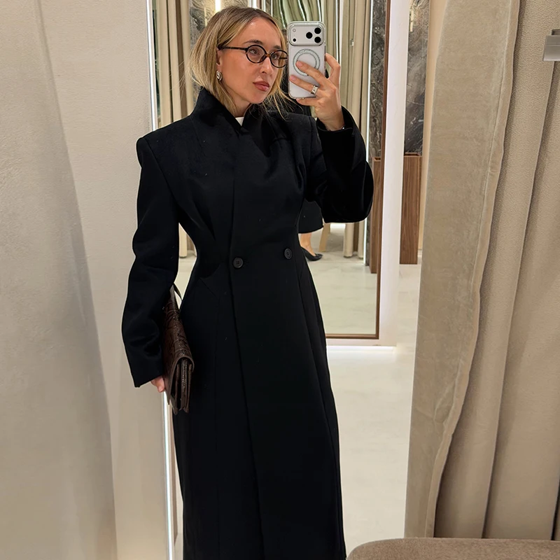Women Stand Collar Double Brea - огляд і ціна Tailored Coat Wool