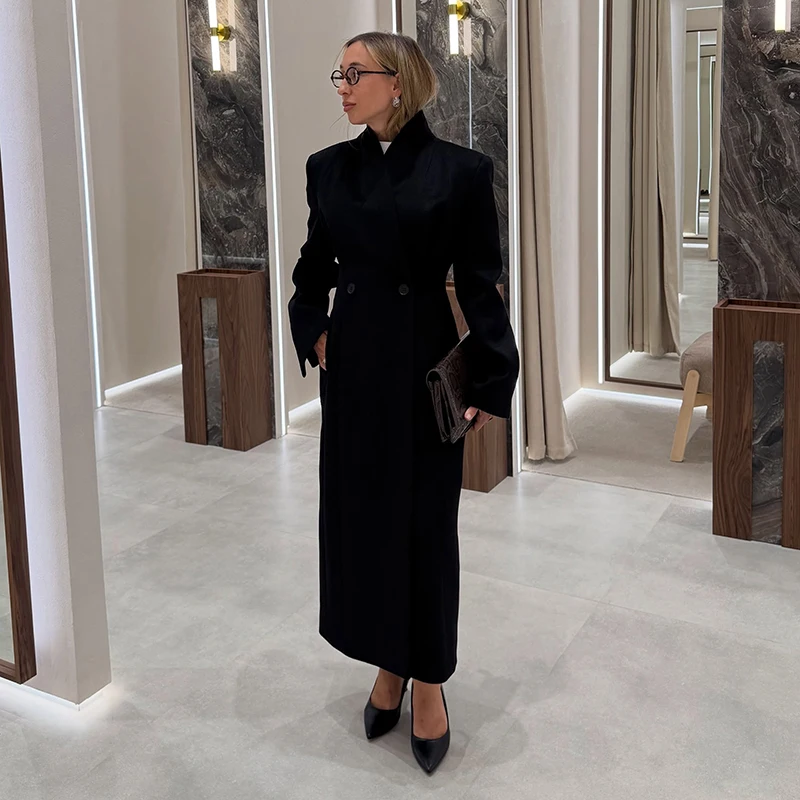 Women Stand Collar Double Brea - огляд і ціна Tailored Coat Wool