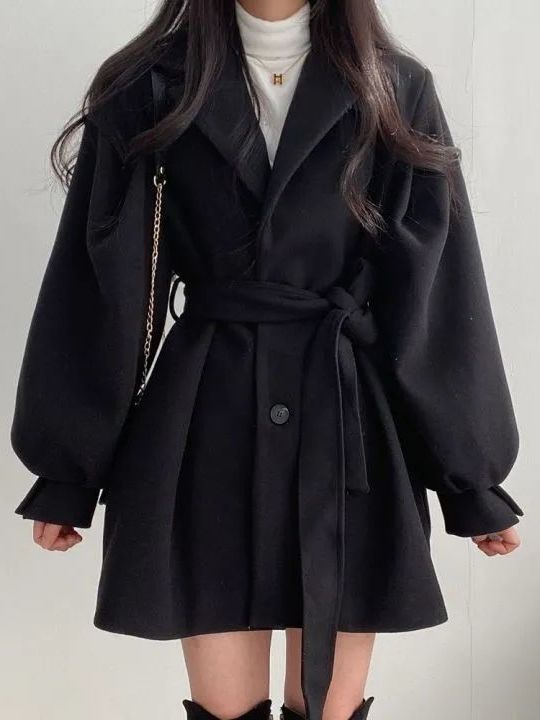 Korean Style Woolen Coat Belte - огляд і ціна Tailored Coat Wool