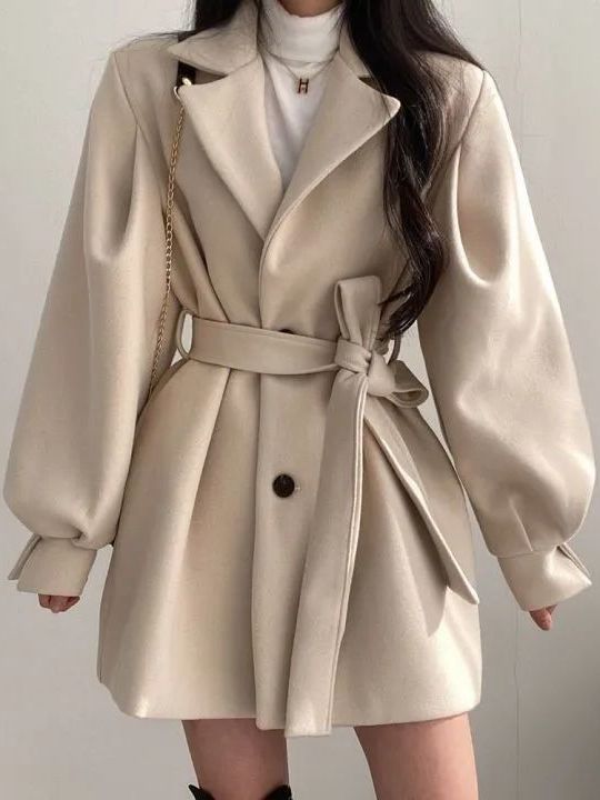 Korean Style Woolen Coat Belte - огляд і ціна Tailored Coat Wool
