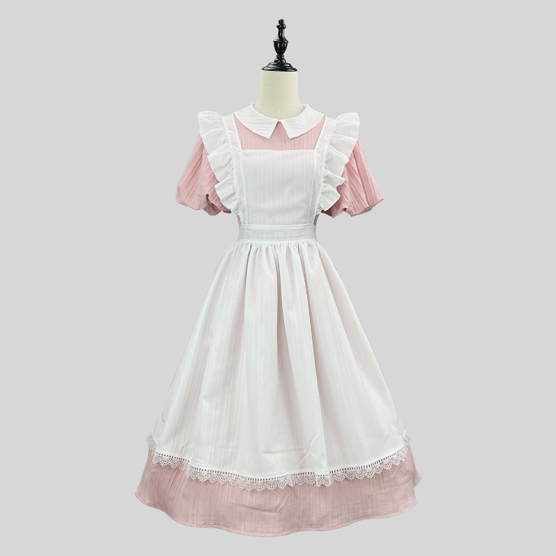 Long Pink White Maid Dress wit - огляд і ціна Vintage Women'S Formal Wear
