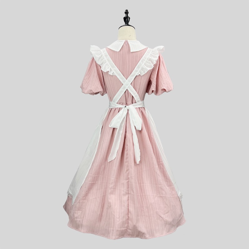 Long Pink White Maid Dress wit - огляд і ціна Vintage Women'S Formal Wear