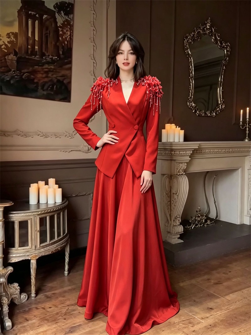 Beige Women Suit Skirt Set 2Pc - огляд і ціна Women Formal Party Wear Dress