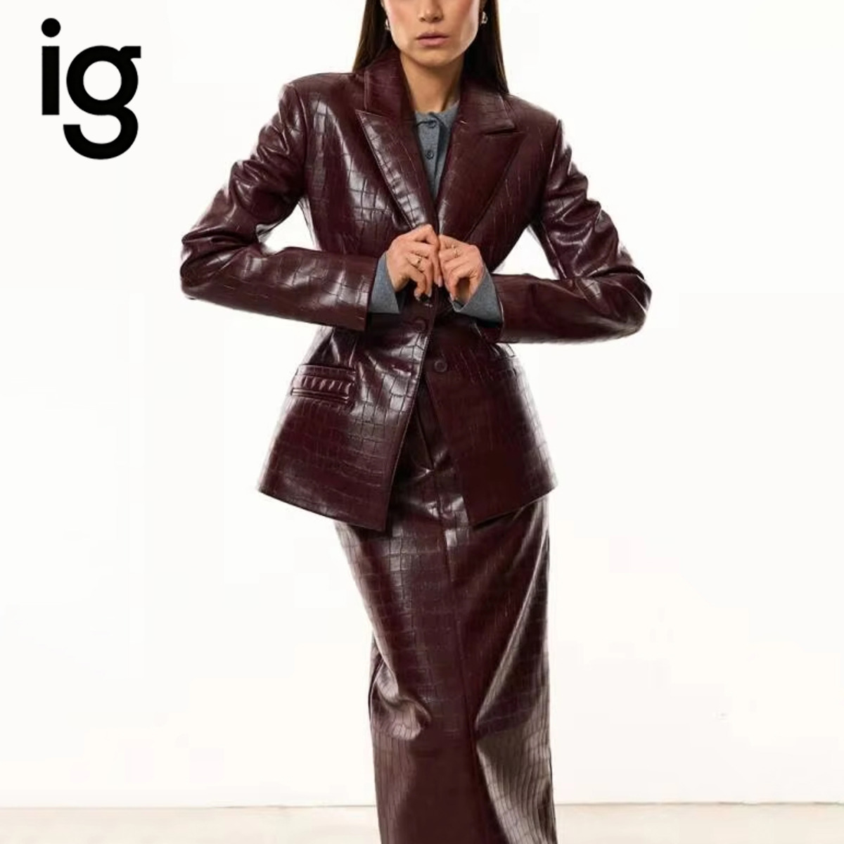 IG Women Burgundy Croc Faux Le - огляд і ціна Women Formal Wear Set