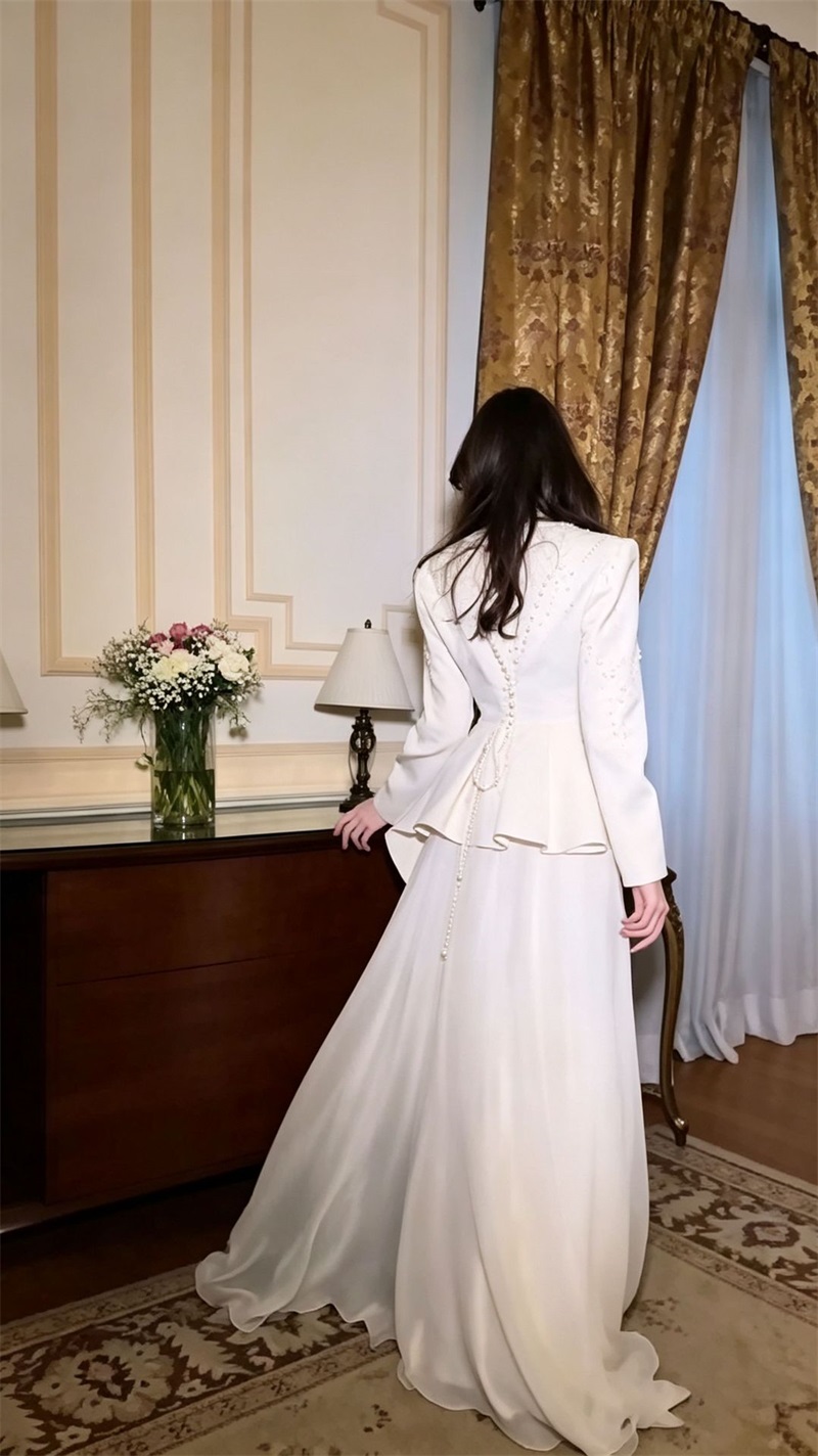 Elegant Pearls Beige Prom Dres - огляд і ціна Women Formal Party Wear Dress