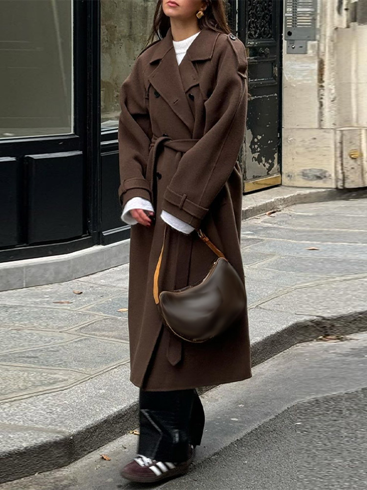 Retro Lapel Belted Woolen Over - огляд і ціна Tailored Coat Wool
