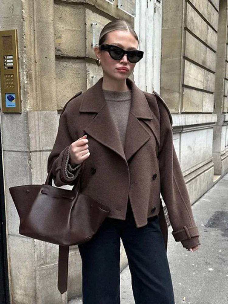Retro Lapel Belted Woolen Over - огляд і ціна Tailored Coat Wool