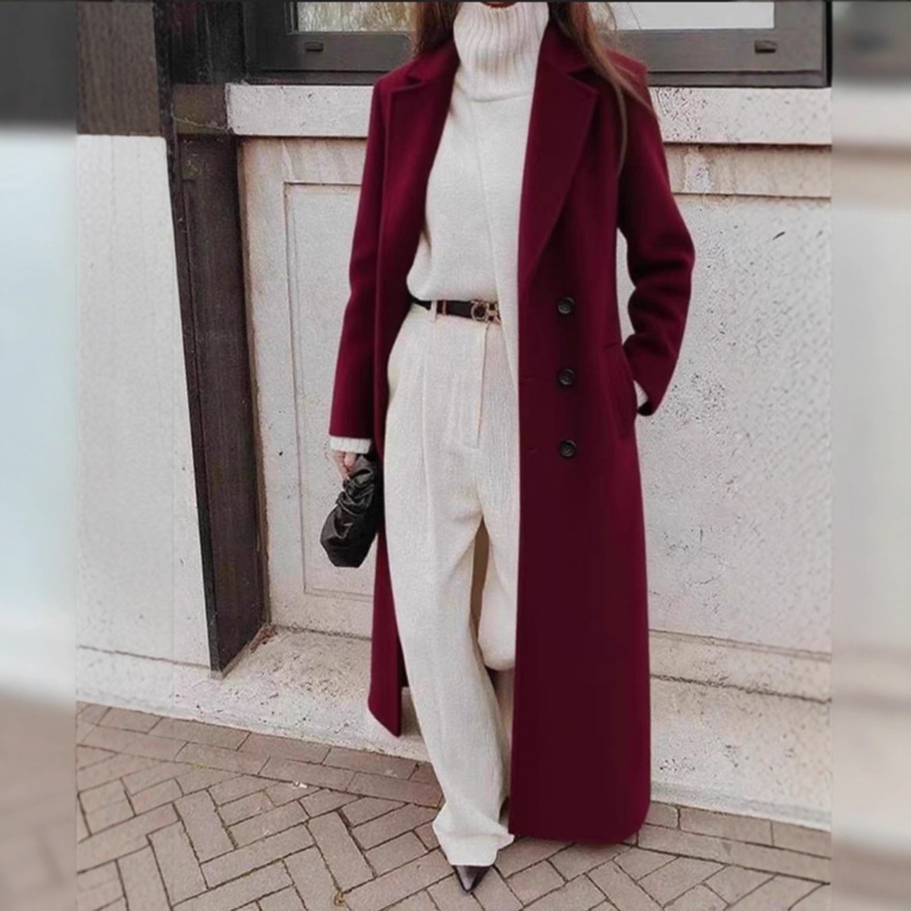 New Womens Double Breasted Lon - огляд і ціна Tailored Coat Wool