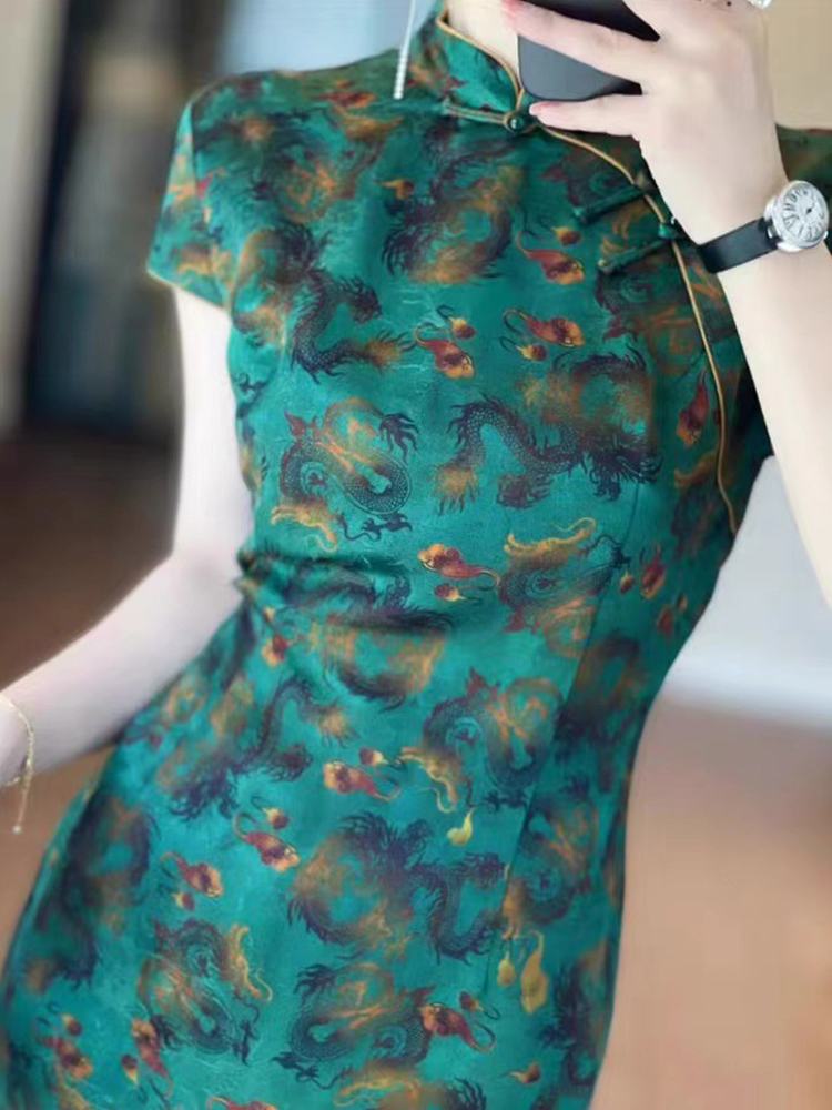 Elegant Green Retro Long Dress - огляд і ціна Formal Dress Female