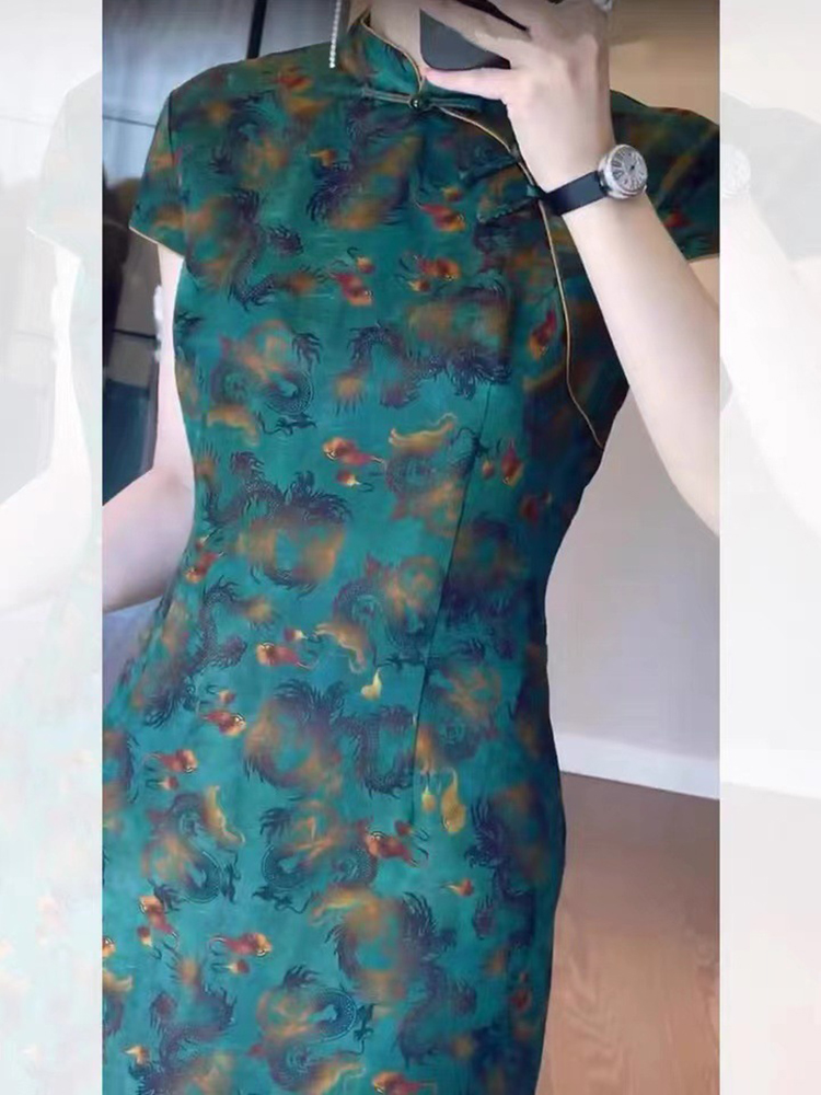 Elegant Green Retro Long Dress - огляд і ціна Formal Dress Female