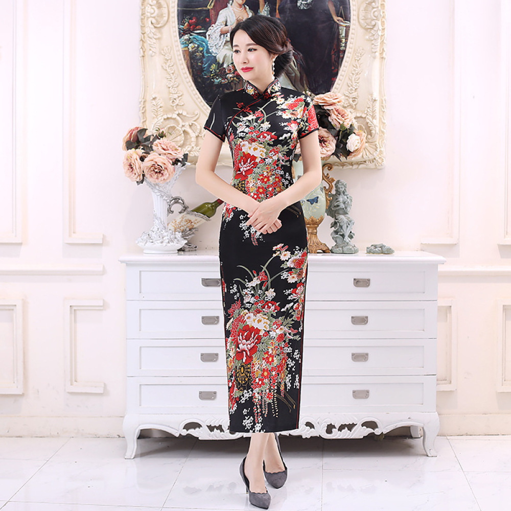 Classic Satin Cheongsam Long D - огляд і ціна Women Formal Party Wear Dress